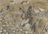 Gerard Dillon, DONKEY AND GEESE WITH MAN AND COTTAGES BEYOND