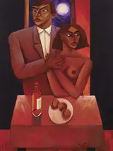 Graham Knuttel, MAN AND WOMAN BY MOONLIGHT WITH STILL LIFE