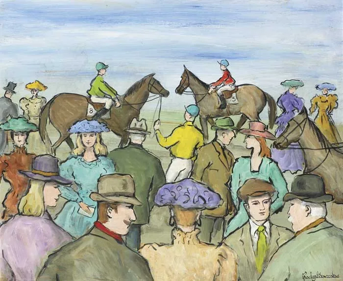 RACE DAY by Gladys Maccabe, oil on board, sold Nov 2010