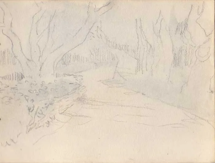 TREE LINED PATHWAY by Jack Butler Yeats, watercolour over pencil (no.15), sold Oct 2010