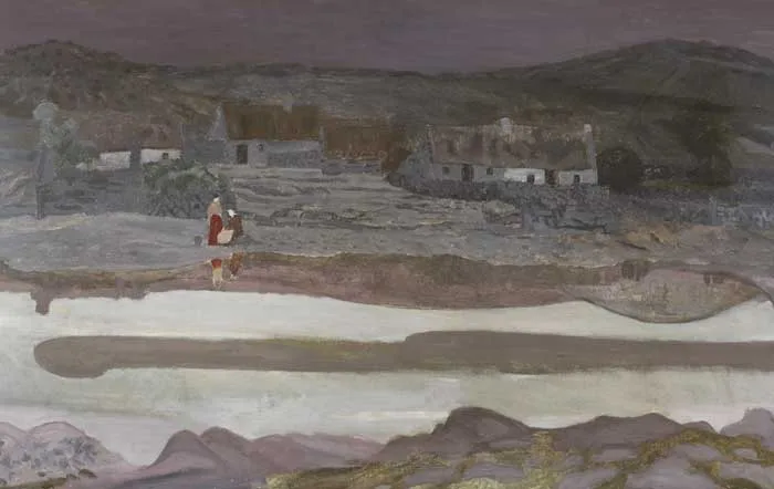 Robert Gregory, COASTAL LANDSCAPE AT BALLYVELEHAN, GALWAY BAY, oil on canvas