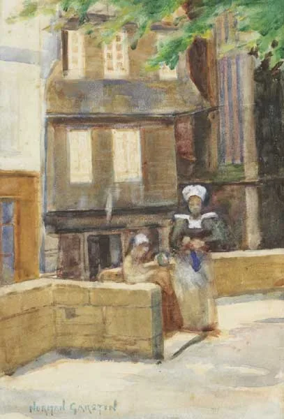 Norman Garstin, A CORNER BY THE CHURCH, c.1900, watercolour