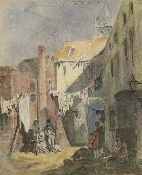 Alfred-Charles Conrade, STREET IN GALWAY, watercolour with pen and ink over pencil on paper