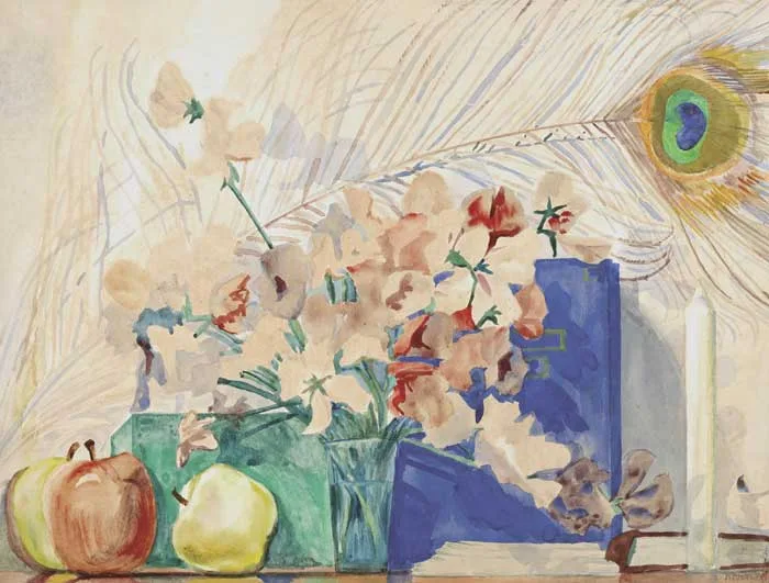 SWEET PEAS by Harry Kernoff, watercolour, sold Oct 2010