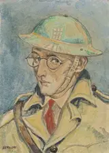 Harry Kernoff, SELF PORTRAIT IN TIN HAT