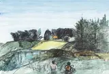 Seán McSweeney, HILLSIDE LANDSCAPE WITH FIGURES and LAKE LANDSCAPE (A PAIR)