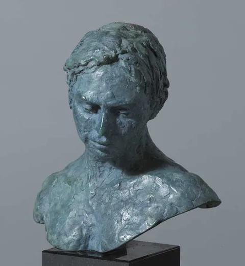 Paddy Campbell, TOMASO, 2004, bronze with blue patina on black marble plinth