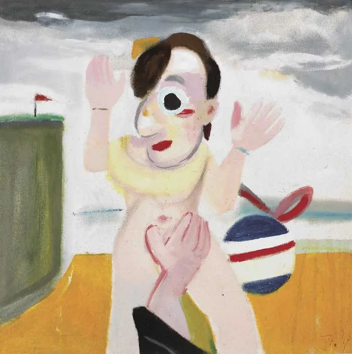 BEACH SCENE by Jack Donovan, oil on board, offered Oct 2010