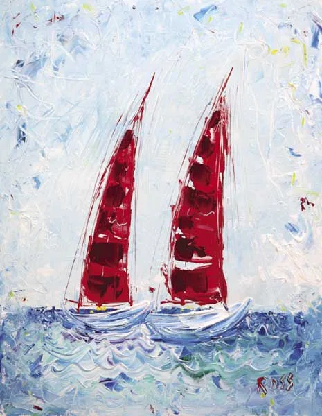 BLUE DAY SAILING I and II, 2008 (A PAIR) by Ross Eccles, acrylic on canvas board, offered Oct 2010