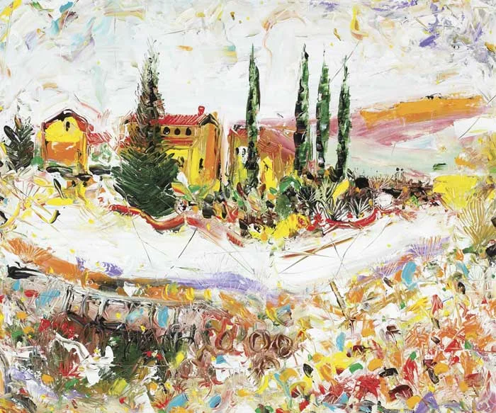 FARMHOUSE PROVENCE by Ross Eccles, 2008, acrylic on canvas board, offered Oct 2010