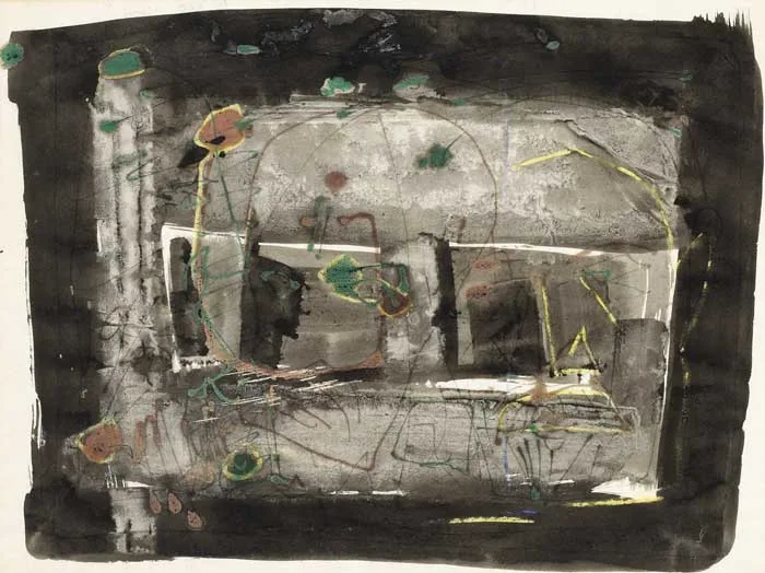IRISH LANDSCAPE by Tony O'Malley, 1963, ink and wash on paper, sold May 2010