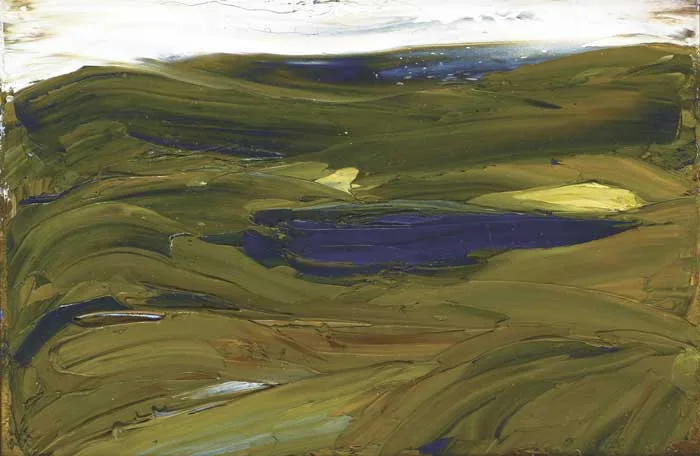 MOUNTAIN LAKE by Seán McSweeney, 1979, oil on masonite board, sold May 2010