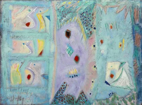 Tony O'Malley, SPECTRAL GARDEN, BAHAMAS, 1987, oil on board