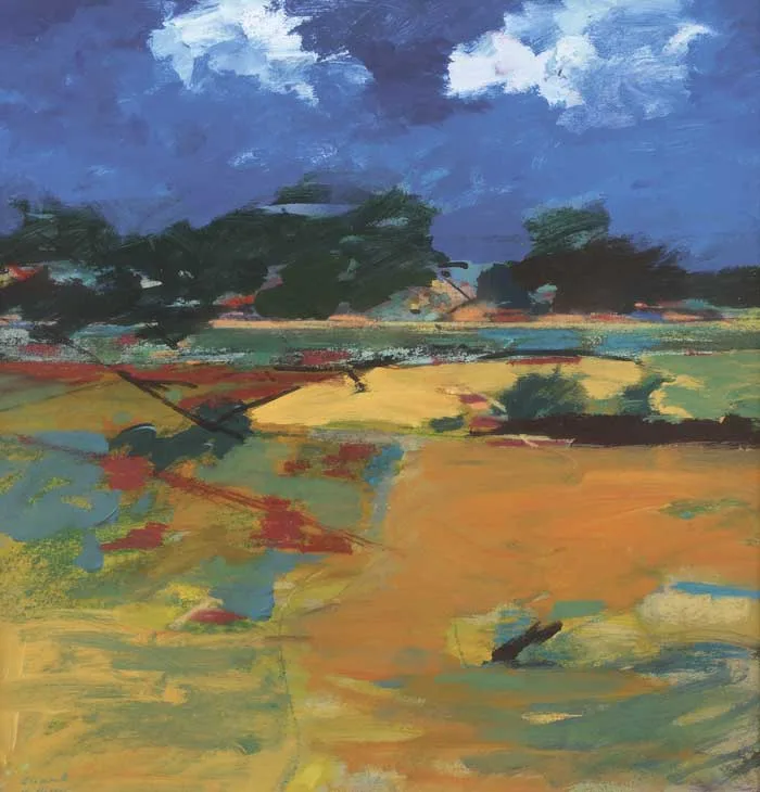 FIELD AND TREES by Clement McAleer, 1989, acrylic and pastel on paper, sold May 2010