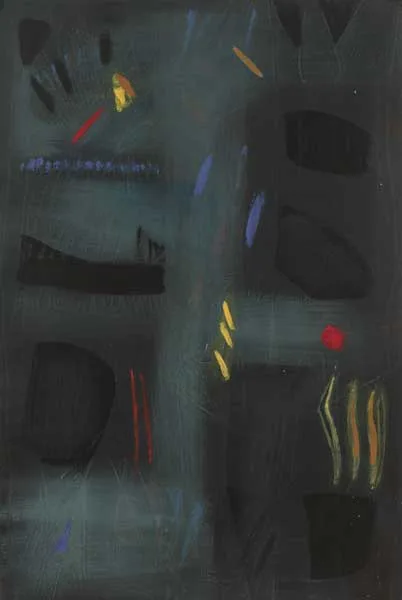 SAMHAN by Tony O'Malley, 1981, acrylic with collage on board, sold May 2010