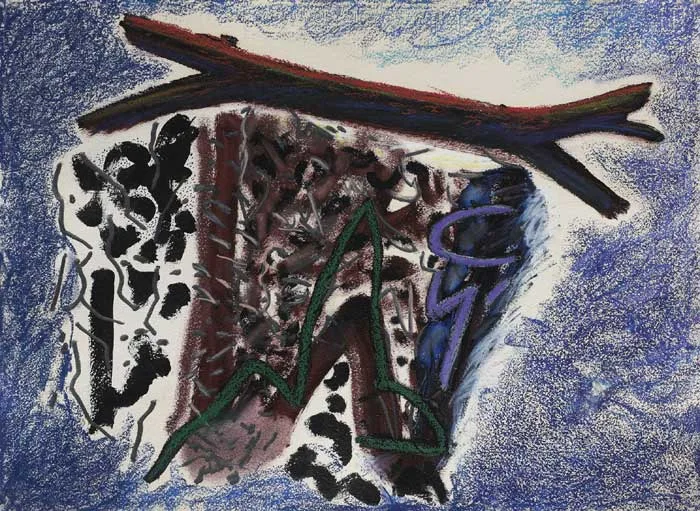 PLACE OF FIRE by Michael Mulcahy, 1989, oil and pastel on paper, sold May 2010