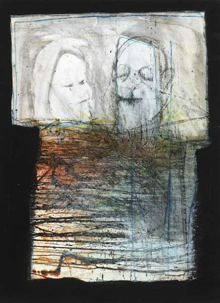 Pat Connor, TWO FIGURES, 1987, oil and watercolour over pencil on paper