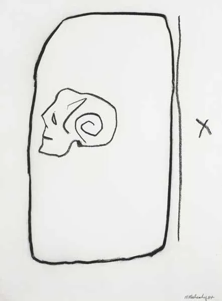 Michael Mulcahy, THE CHANTER, 1987, charcoal on paper