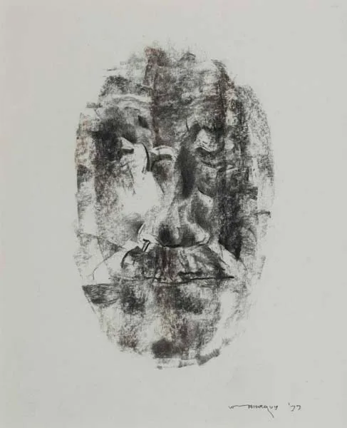 JAMES JOYCE STUDY I by Louis le Brocquy, 1977, signed and dated lower right; original exhibition label on reverse, offered May 2010