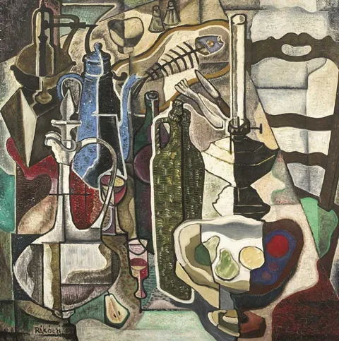 NATURE MORTE by Basil Rakoczi, 1956, oil on canvas, offered May 2010