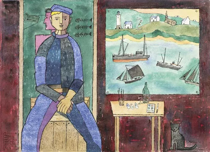 THE ARTIST by Basil Rakoczi, 1967-68, pen and ink with gouache on paper, sold May 2010