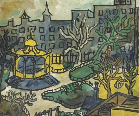 Kenneth Hall, SHELL MEX HOUSE AND PUBLIC PARK, 26 NOVEMBER 1936, oil on canvas