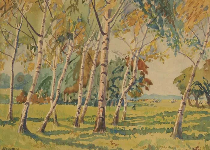 PHOENIX PARK, DUBLIN by Harry Kernoff, 1932, watercolour with gouache, sold May 2010