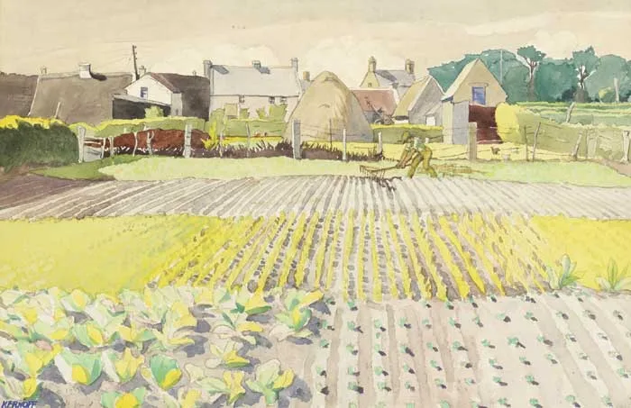 FIELDS, RUSH AND LUSK, COUNTY DUBLIN, 6PM by Harry Kernoff, 1938, watercolour over pencil, sold May 2010