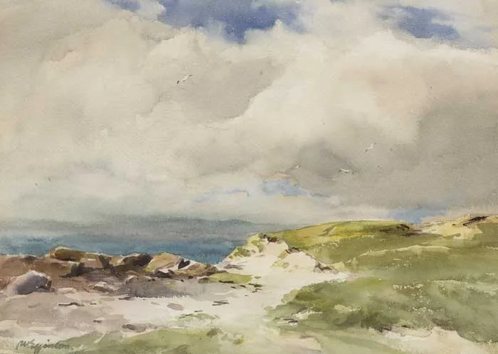 COASTAL LANDSCAPE by Wycliffe Egginton, watercolour, sold May 2010
