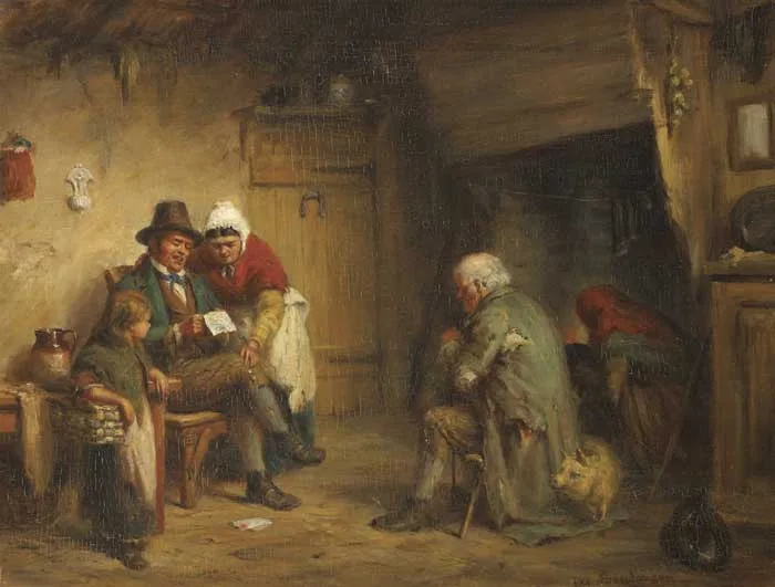 Robert Sanderson, NEWS FROM THE FRONT, 1901, oil on panel