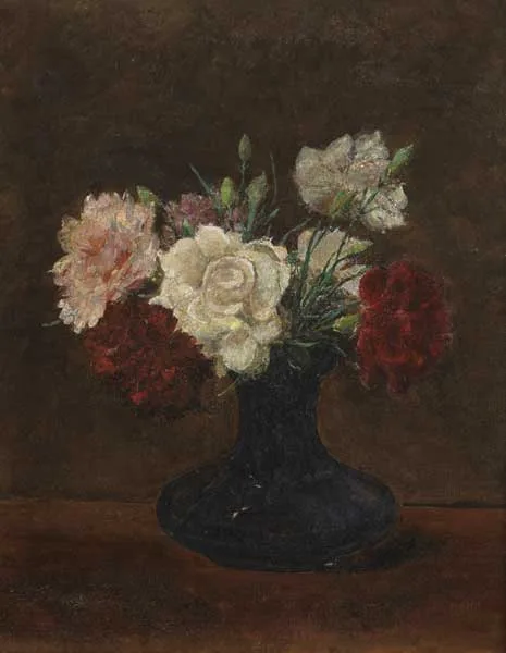 Hans Iten, CARNATIONS, 1909, oil on canvas laid on board