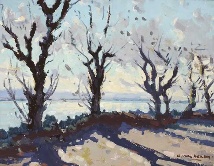 TREE LINED PROMENADE by Henry Healy, oil on board, sold May 2010