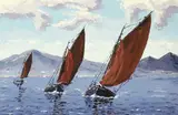 Ivan Sutton, GALWAY HOOKERS SAILING IN ROUNDSTONE BAY, COUNTY GALWAY