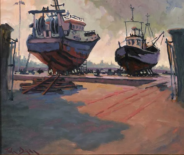 John Dinan, TRAWLER, HOWTH, 2002, oil on board