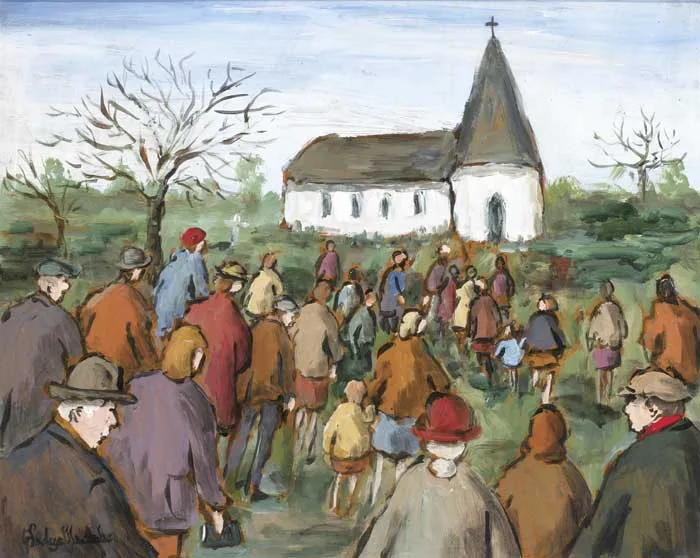 GOING TO MASS by Gladys Maccabe, oil on board, sold May 2010