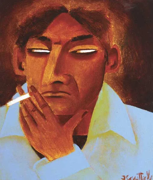 SELF PORTRAIT by Graham Knuttel, c. 1992, oil on canvas, sold May 2010
