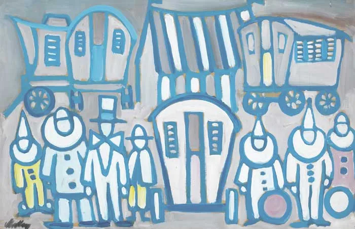 THE CIRCUS by Markey Robinson, gouache on buff-coloured card, sold May 2010