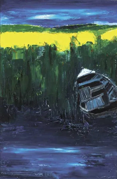 Ann Dowdigan, BOAT IN REEDS, NOVEMBER, 1999, oil on board