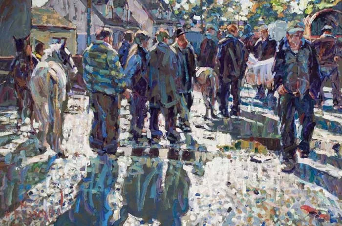 EVENING LIGHT STUDY, TALLOW HORSE FAIR by Arthur K. Maderson, oil on board, sold Mar 2010