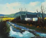 Dennis Orme Shaw, COUNTRY ROADSIDE WITH COTTAGE