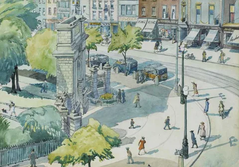 Harry Kernoff, SAINT STEPHEN'S GREEN, c.1936, watercolour over pencil