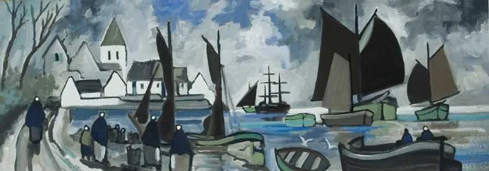 THE CLADDAGH, GALWAY by Markey Robinson, oil on board, offered Mar 2010