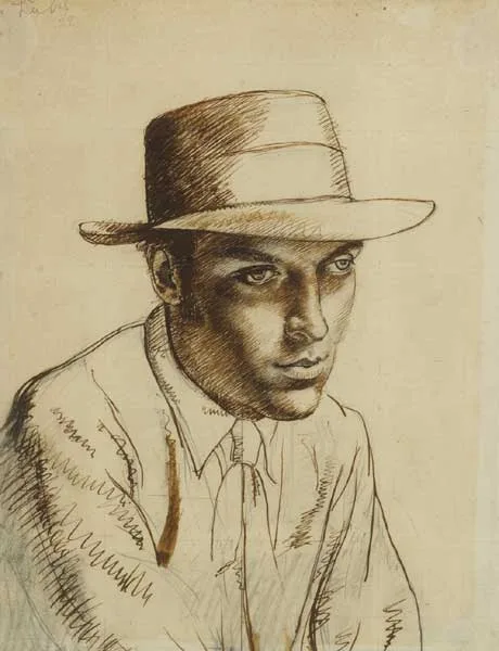 John Luke, SELF PORTRAIT, 1929, pen and ink over pencil (squared for transfer)