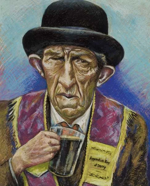 APPRENTICE BOYS OF DERRY by Harry Kernoff, oil pastel on board, offered Mar 2010
