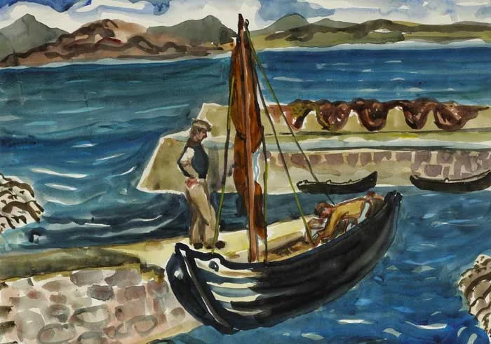 ROUNDSTONE HARBOUR, c.1940s by Gerard Dillon, gouache and watercolour, sold Mar 2010