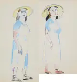 Stella Steyn, WOMAN IN HAT, c.1950s (SET OF TWO)