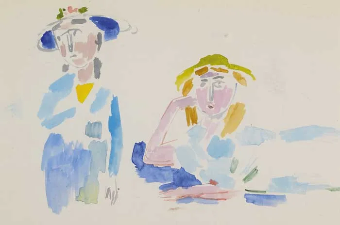 TWO WOMEN by Stella Steyn, c.1950, watercolour, sold Mar 2010