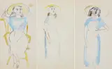 Stella Steyn, WOMAN IN HAT, c.1950s (SET OF THREE)
