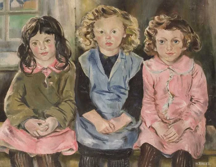 Hilda Roberts, THREE ACHILL GIRLS, oil on canvas