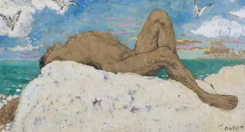 William Orpen, NUDE ON THE HILL OF HOWTH, oil over pencil on board
